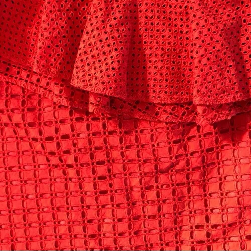J.Crew One-Shoulder Red Ruffle Eyelet Top - Picture 8 of 9